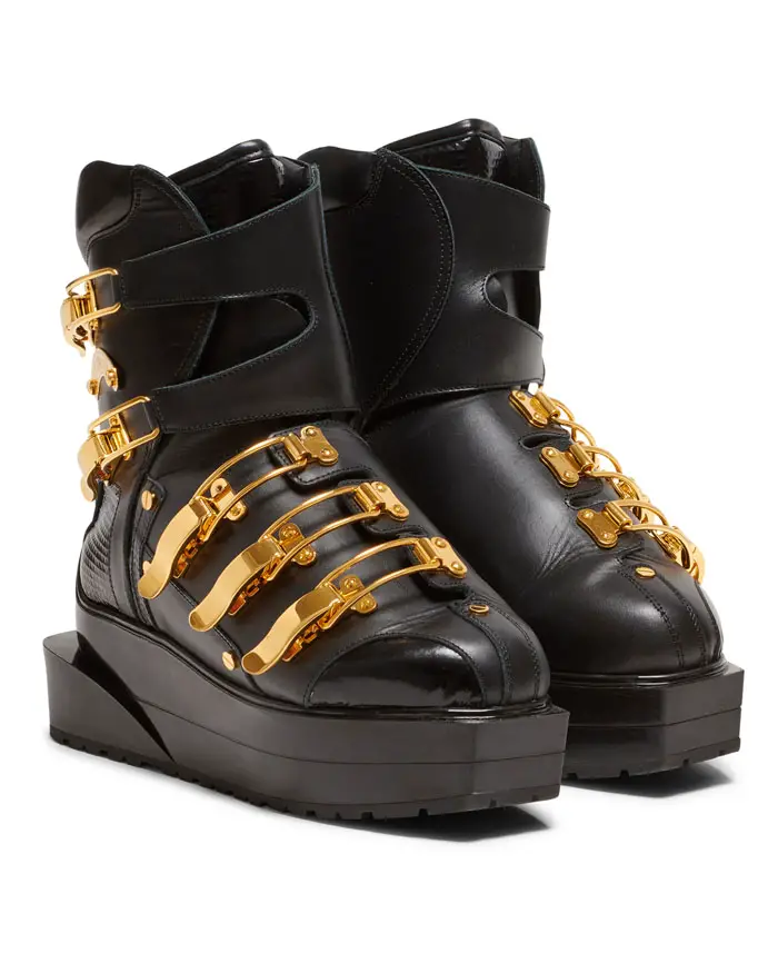 Volt leather boots by Balmain with gold tone hardware