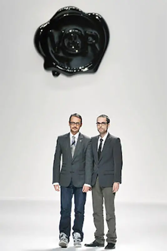 Rolf Snoeren and Viktor Horsting , aka Viktor & Rolf,  are known for their unusual and irreverent fashion designs.