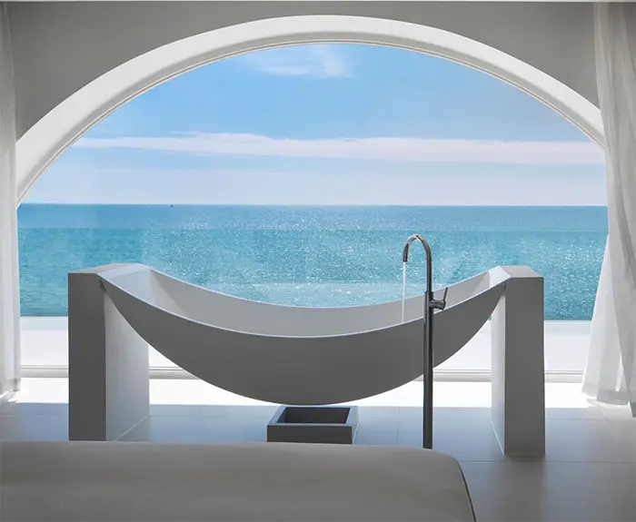 freestanding tub facing ocean