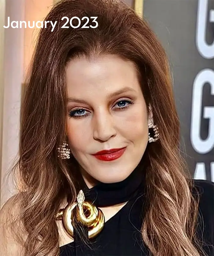 Lisa Marie Presley at her last public appearance, the 2023 Golden Globe Awards on January 10th