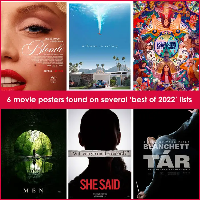 Movie posters seen on most of the Best of 2022 lists.