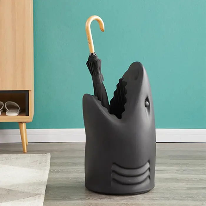 plastic shark umbrella stand black