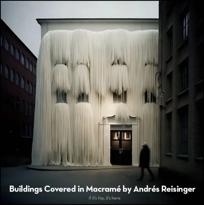 Read more about the article AI Art: Buildings Covered in Macramé by Andrés Reisinger