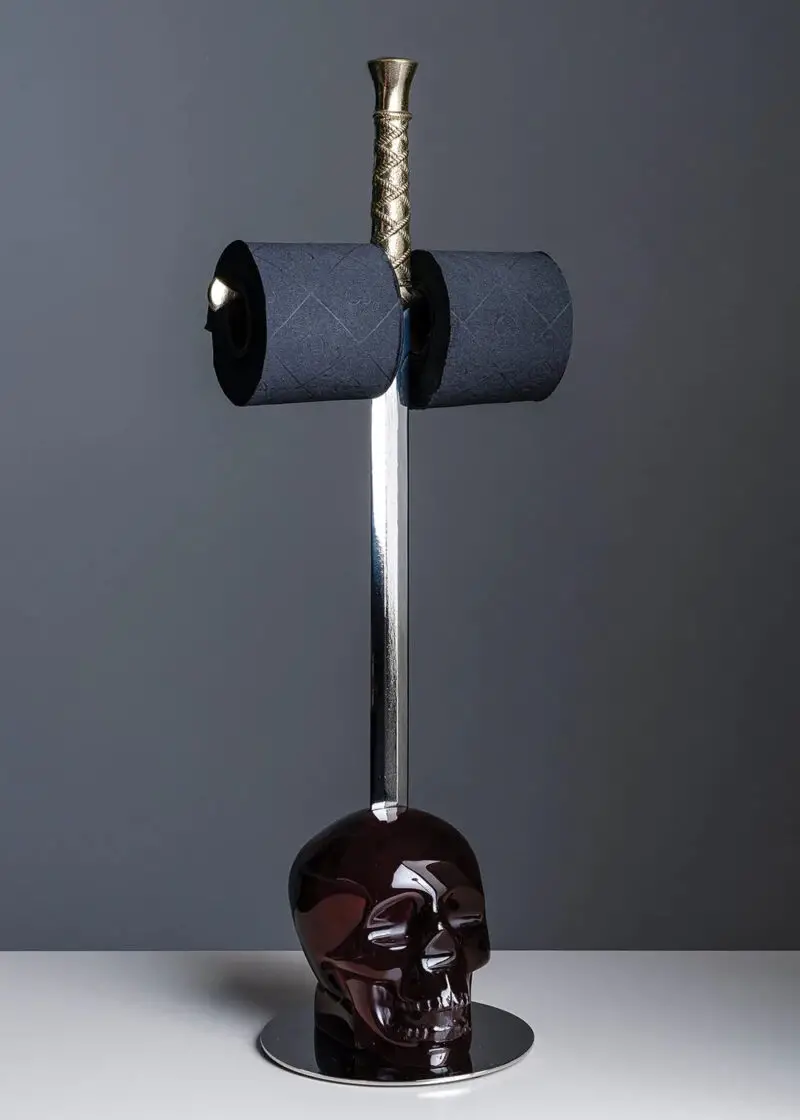 red skull toilet paper holder