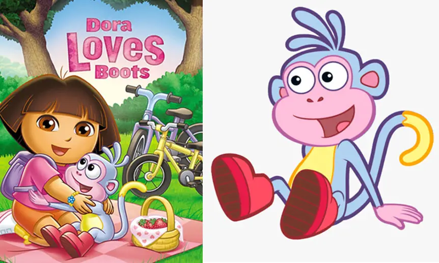 Boots, the monkey, is co-host of the Dora the Explorer series and always wears big red boots 