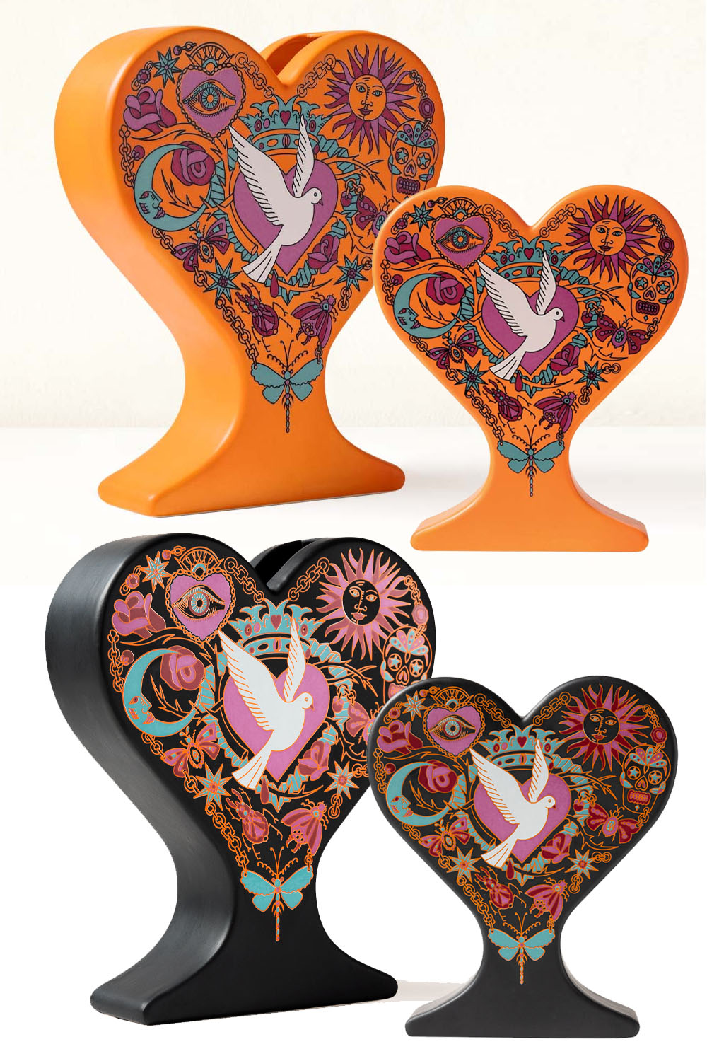 Artist Decorated Heart Vases by lolita cortes
