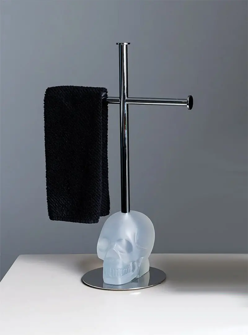 skull towel rack clear