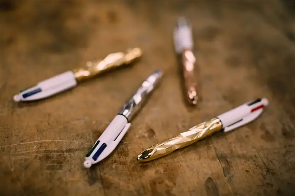 gold and diamond bic pens