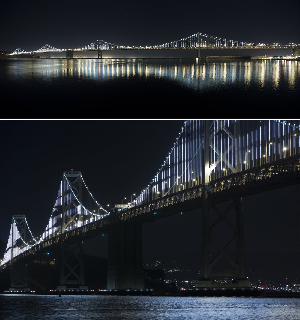 The computerized LED installation initially went up in 2013 bay bridge