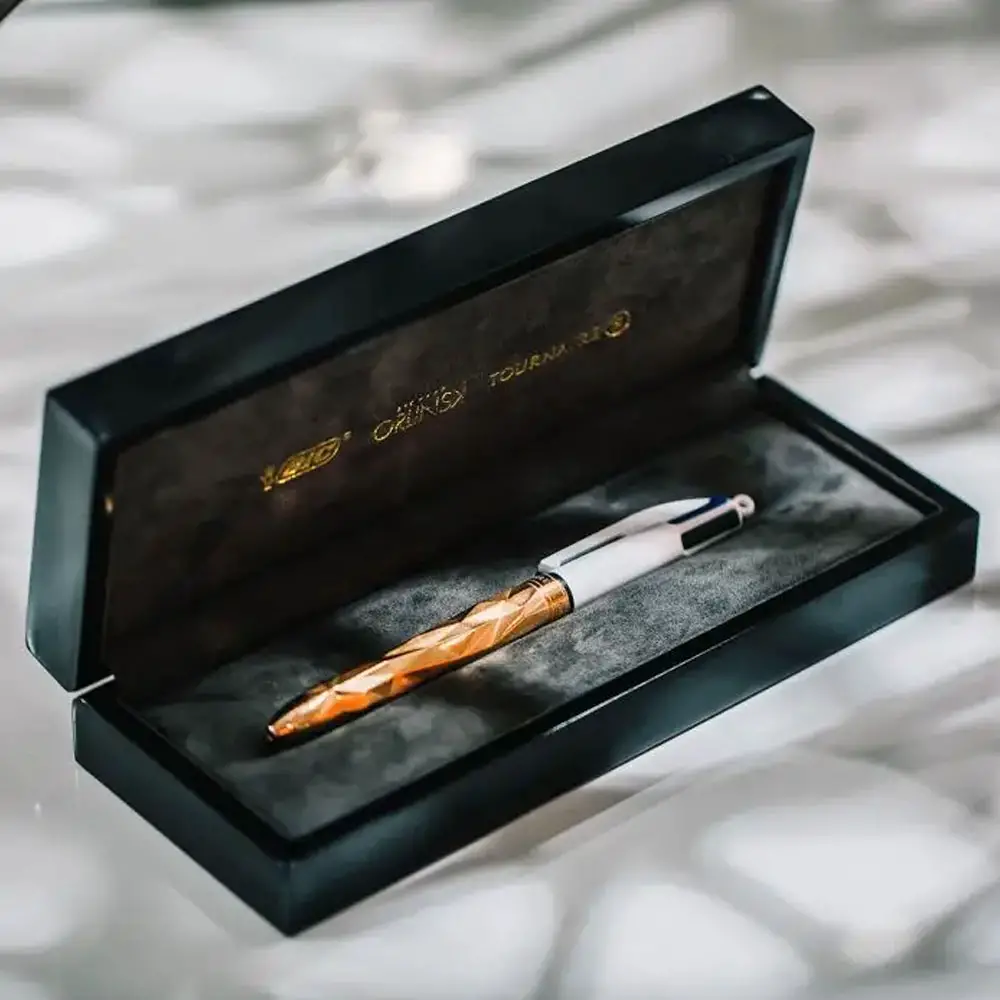 orlinski x bic x tournaire rose gold-plated bronze 4 color pen