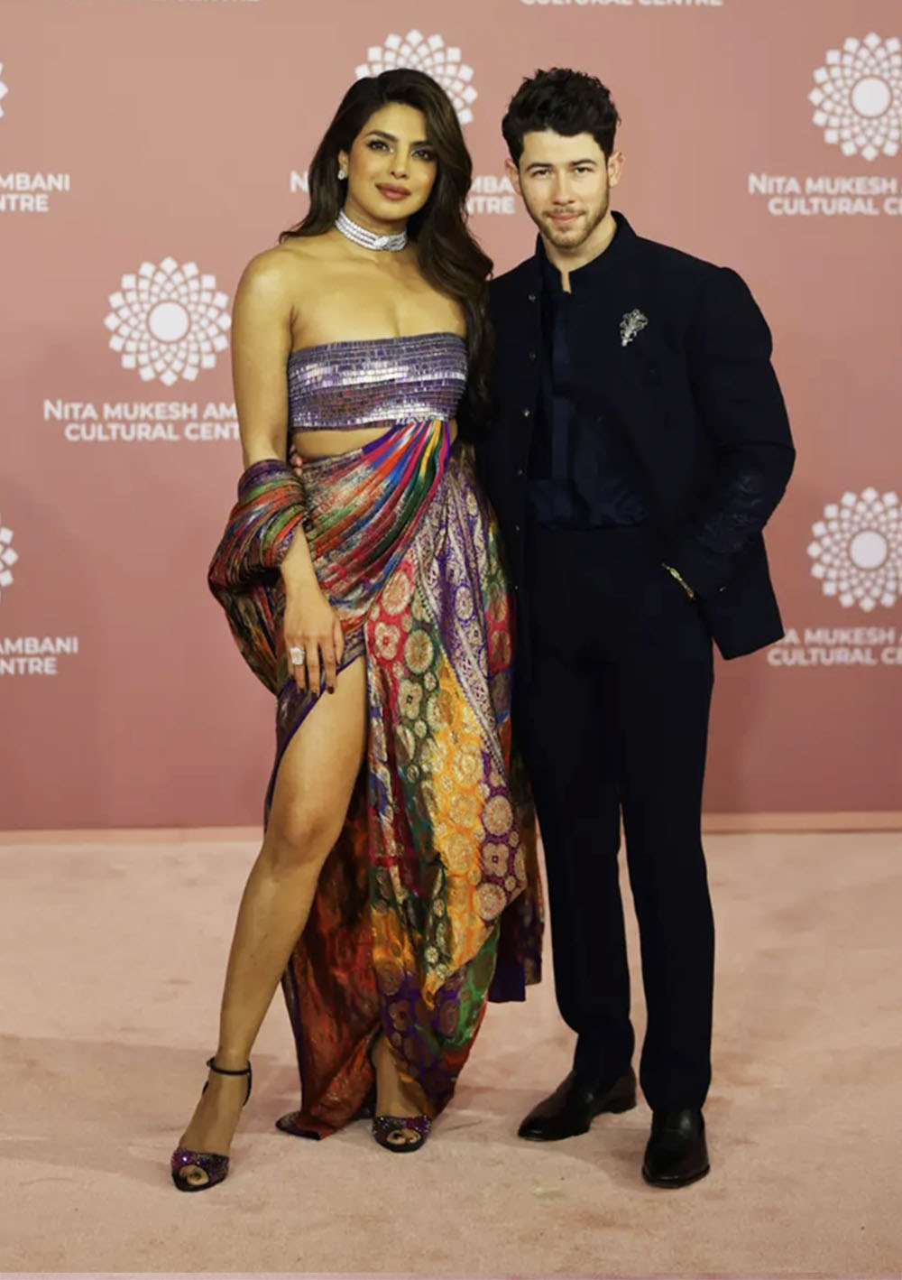 Priyanka Chopra (in gown by Amit Aggarwal) and Nick Jonas 