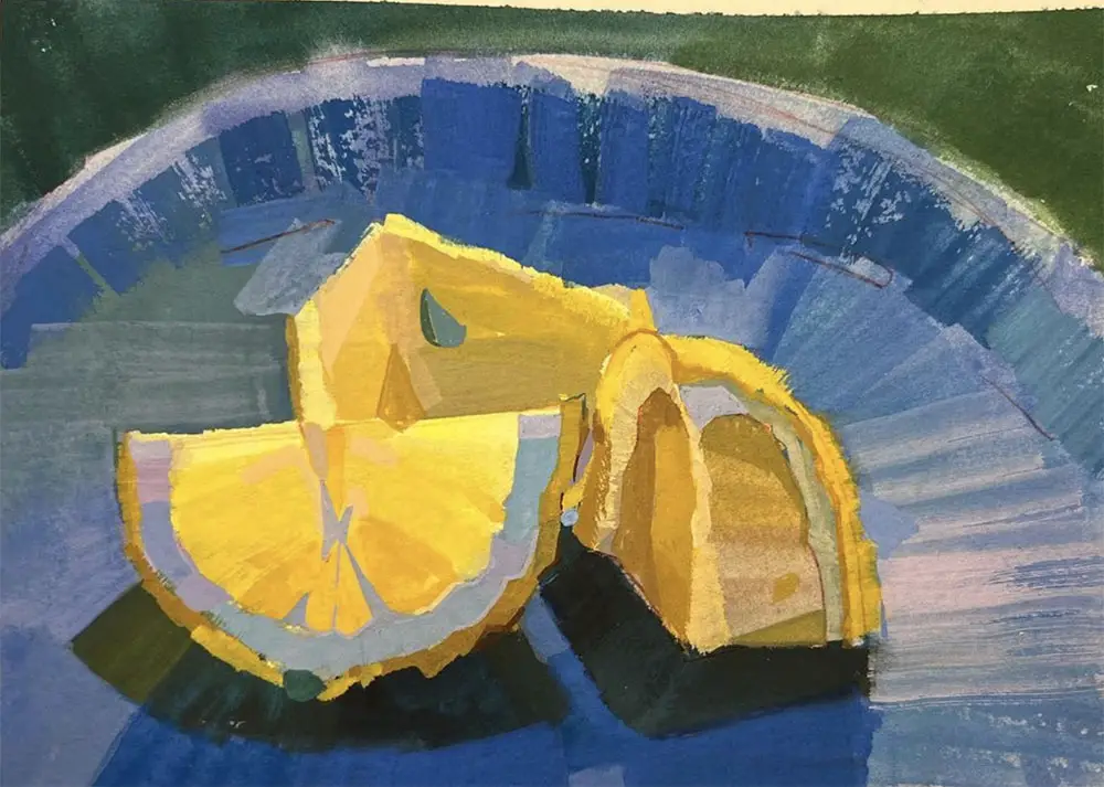 Angela Sung, traditional painting of lemons