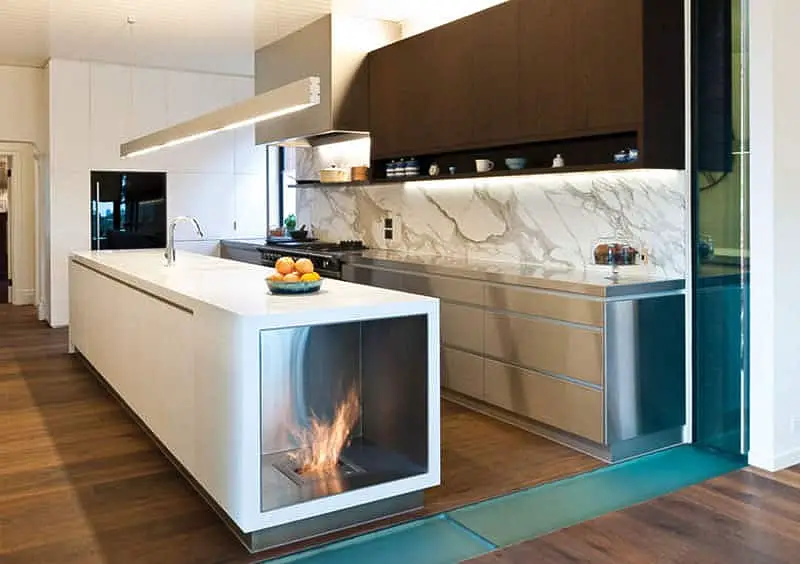 ecoSmart kitchen island with bioethanol fireplace 