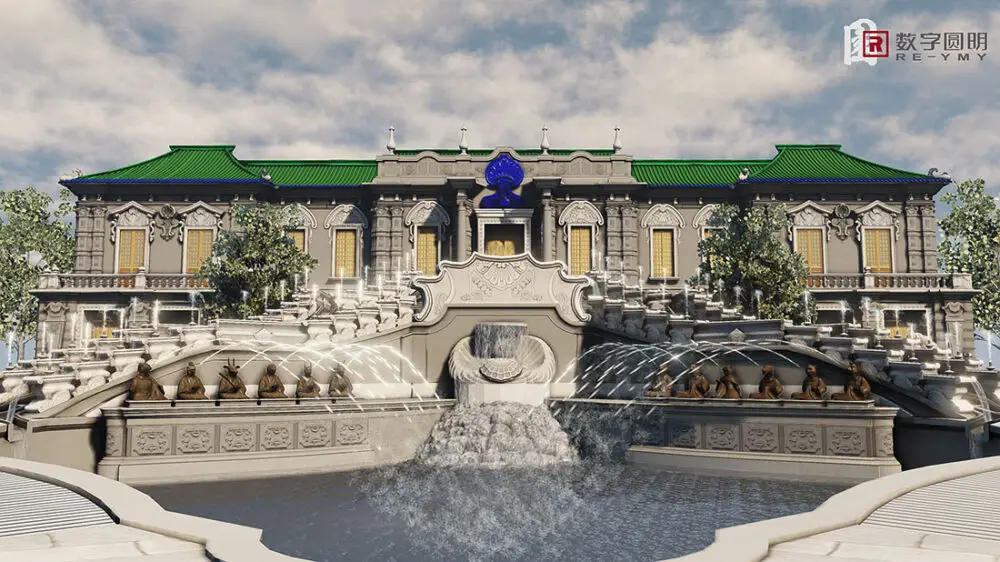 digital reconstruction of old summer palace and water clock