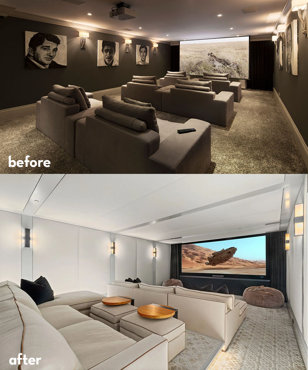 The indoor home theater was given a much-needed facelift