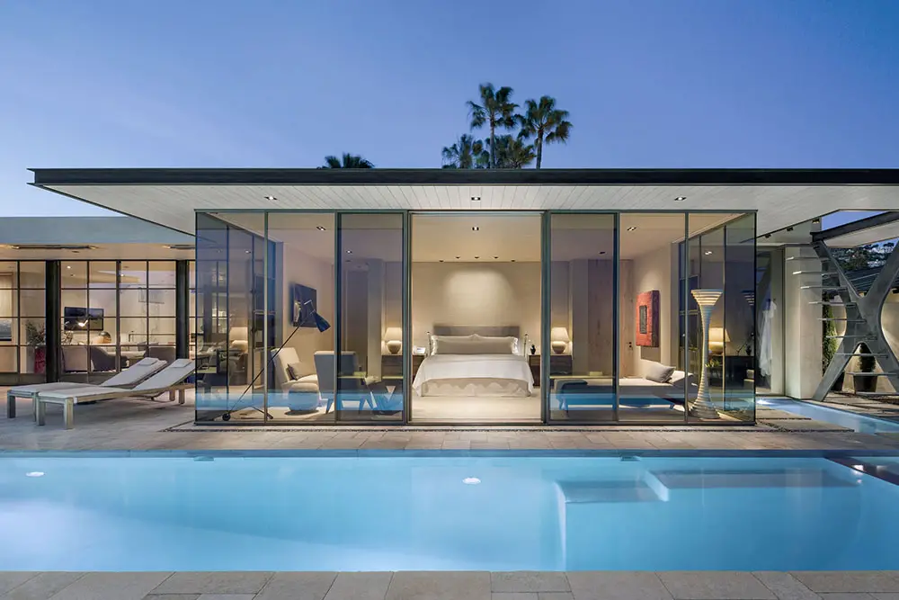 master bedroom overlooking pool