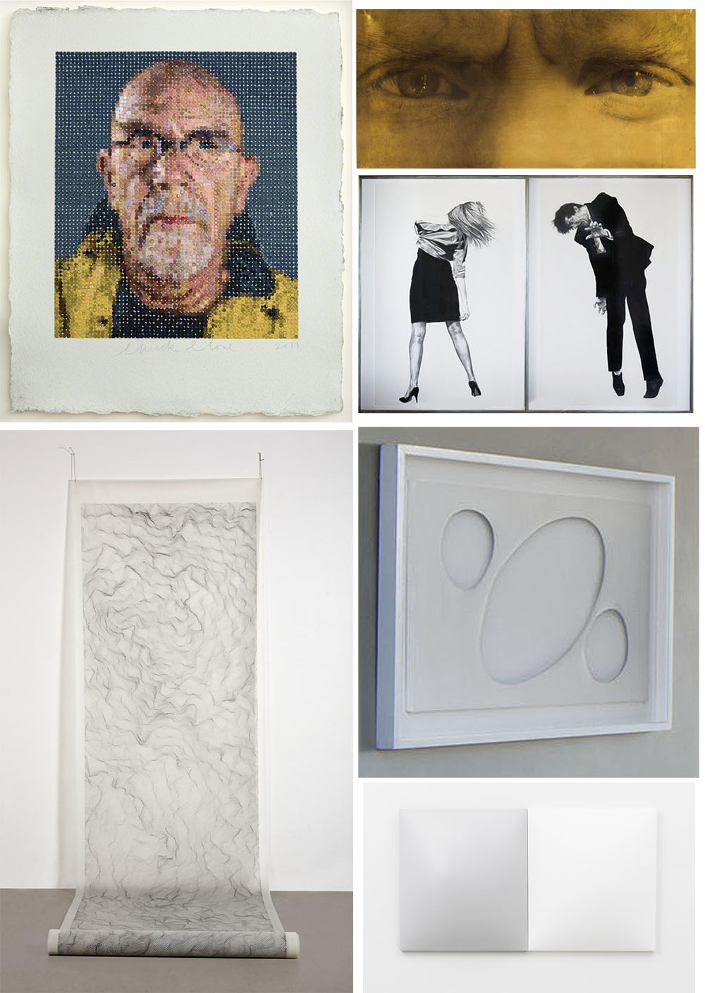 Works by Chuck Close, Dean Levin, Dadamaino, Robert Mapplethorpe and Robert Longo