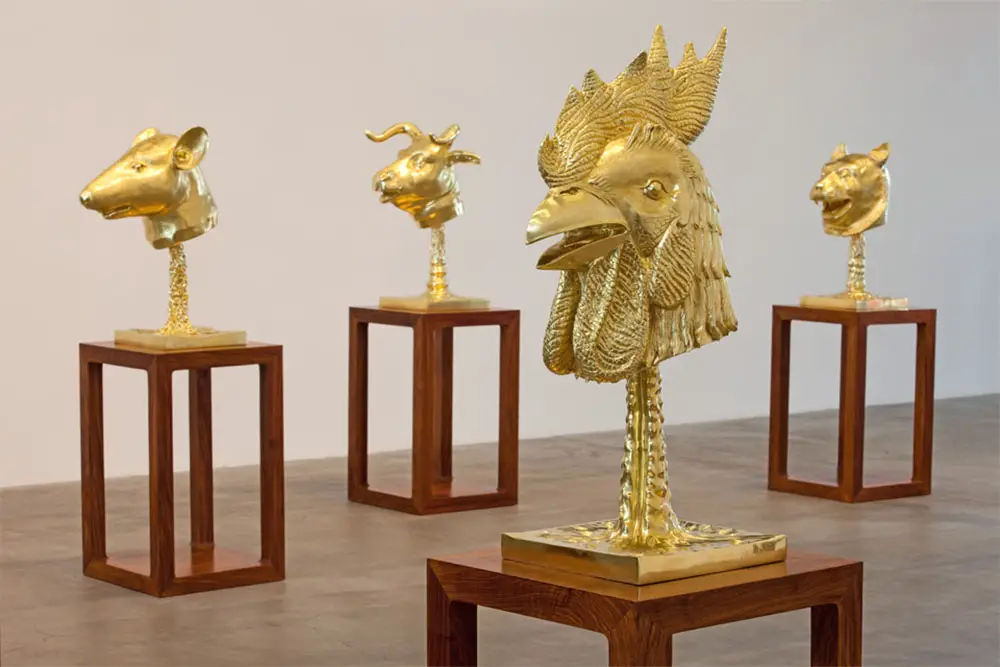 The gold-plated Zodiac heads by Ai Weiwei