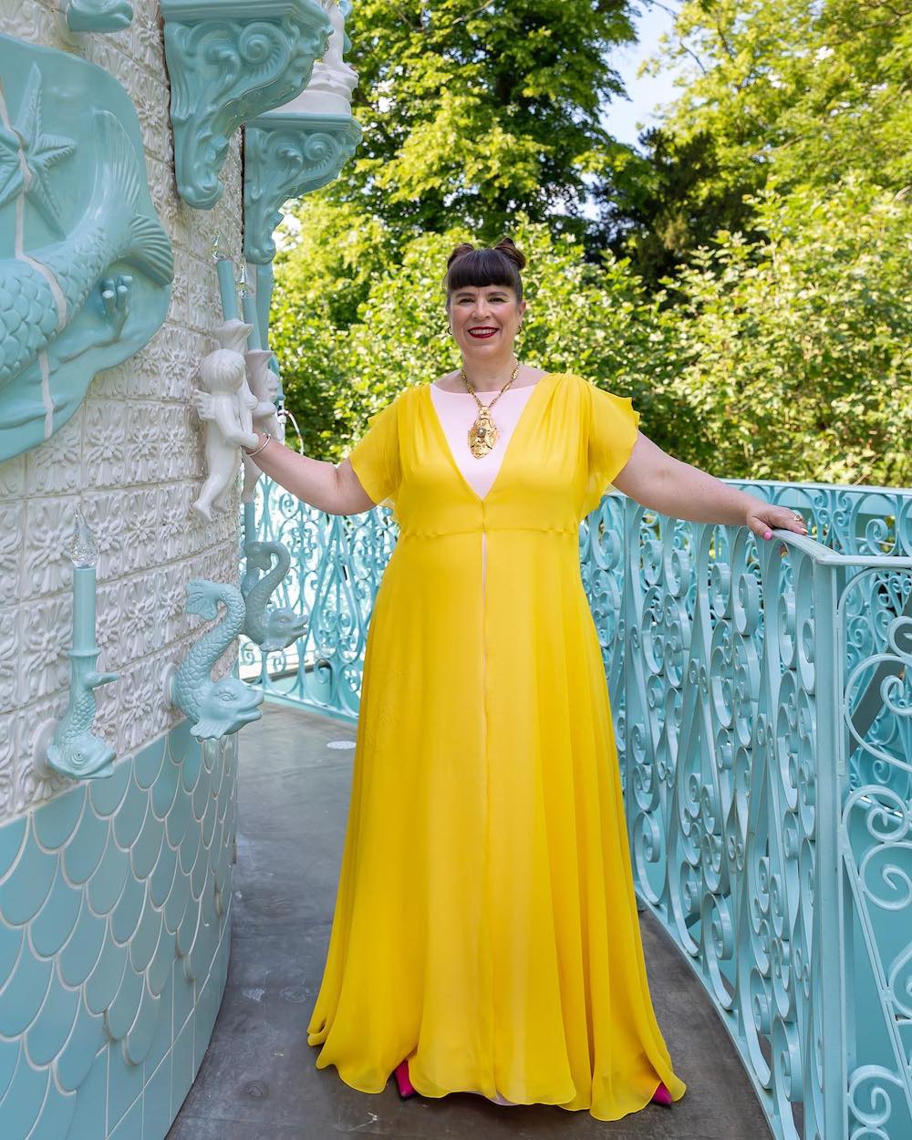 Ceramacist Joana Vasoncelos at her wedding cake pavilion