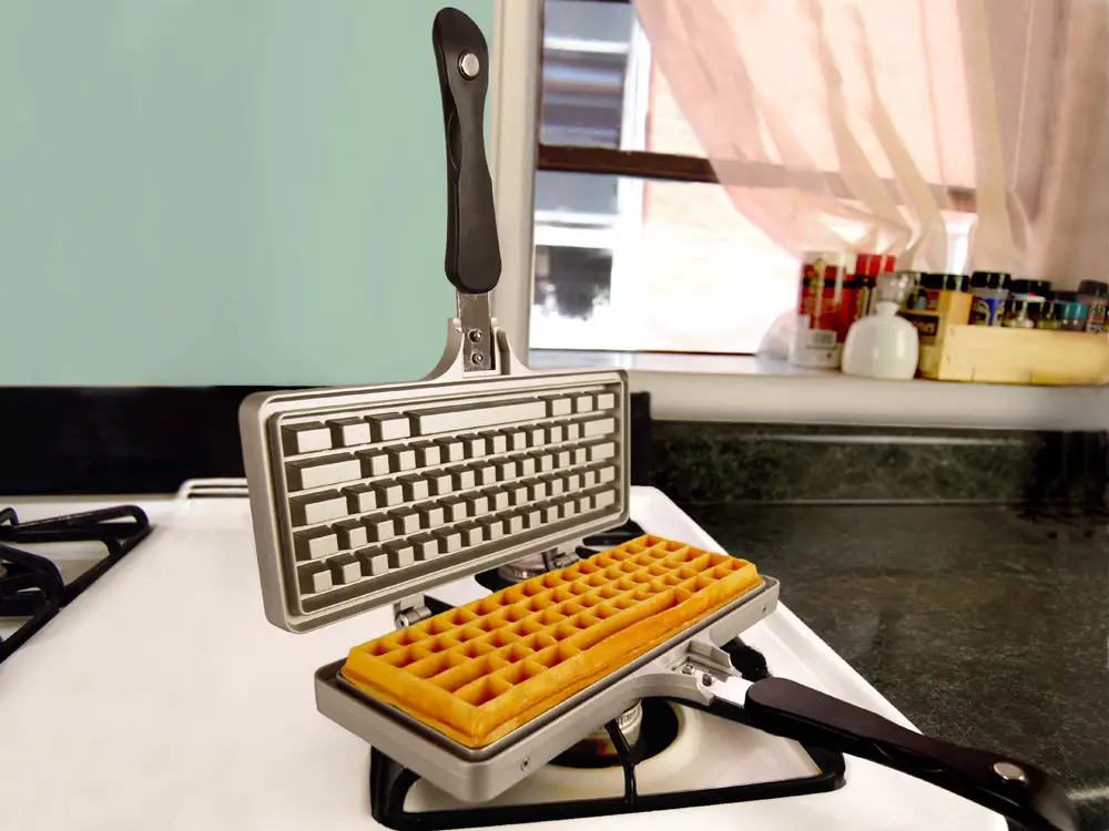 waffle iron shaped like a computer keyboard
