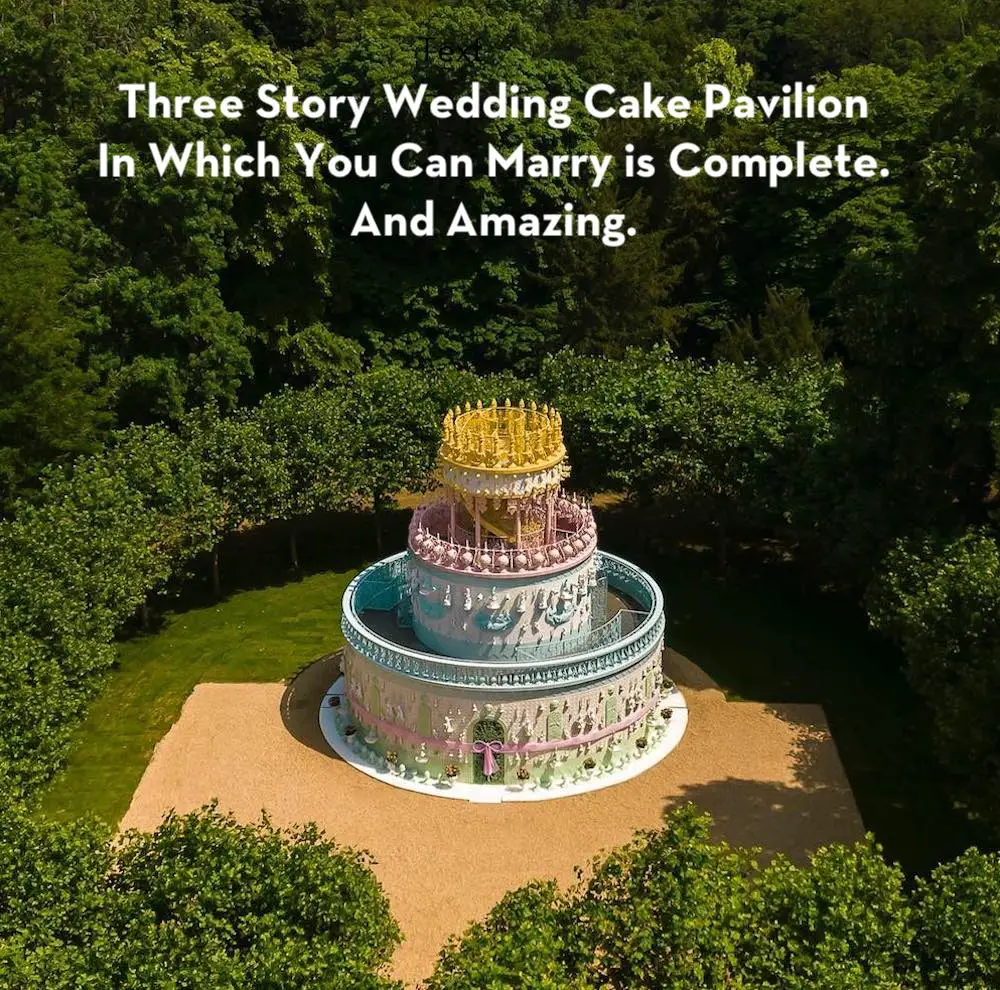 Read more about the article Amazing Three Story Wedding Cake Pavilion In Which You Can Marry Is Now Complete.