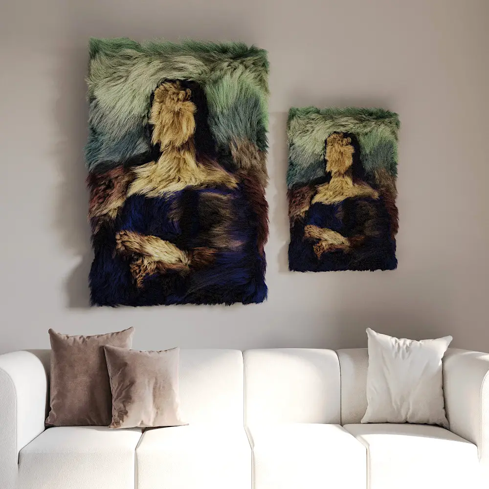 Fluffy Mona Lisa wall art, available in 2 sizes by Kahone