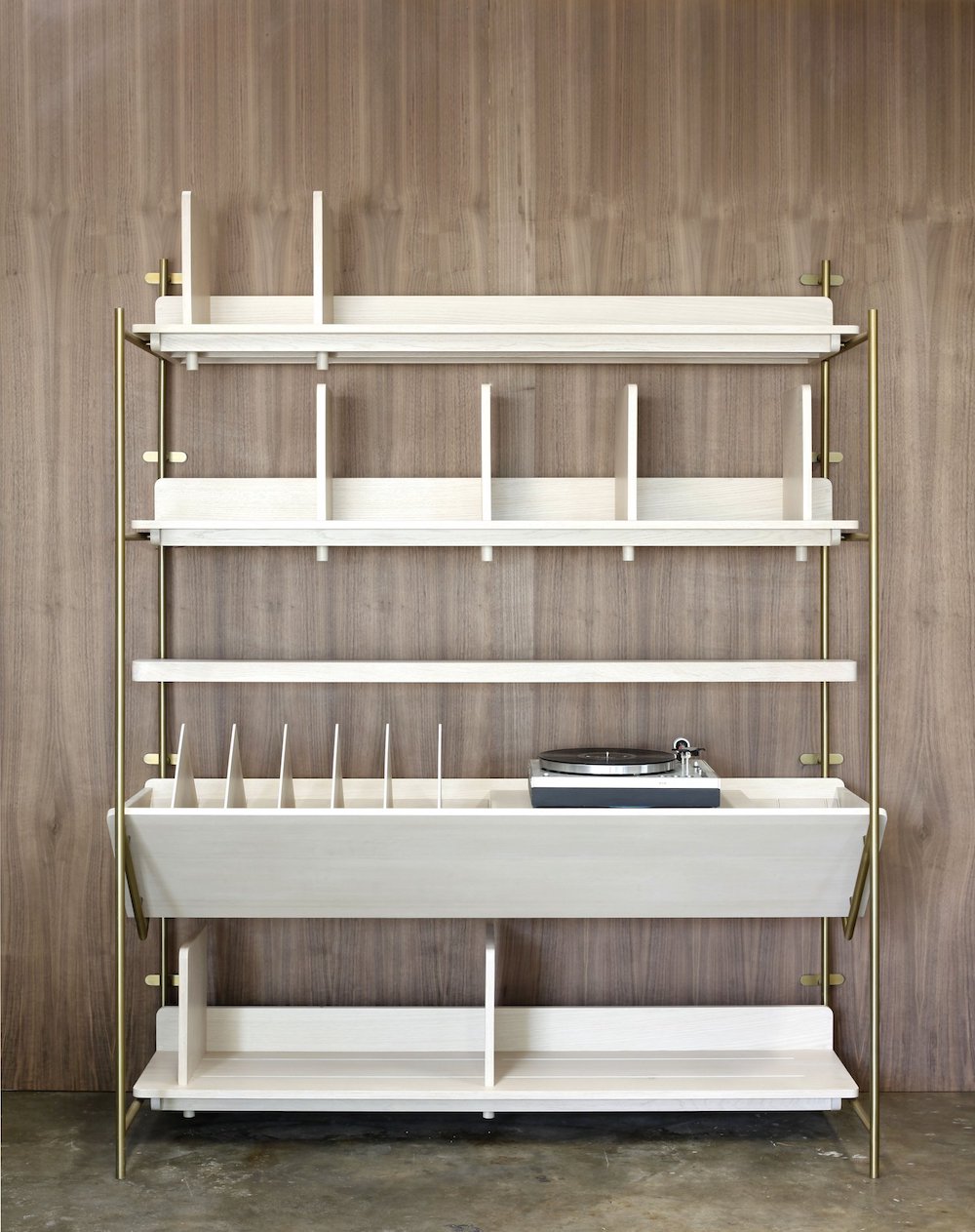 wall unit designed to hold record albums