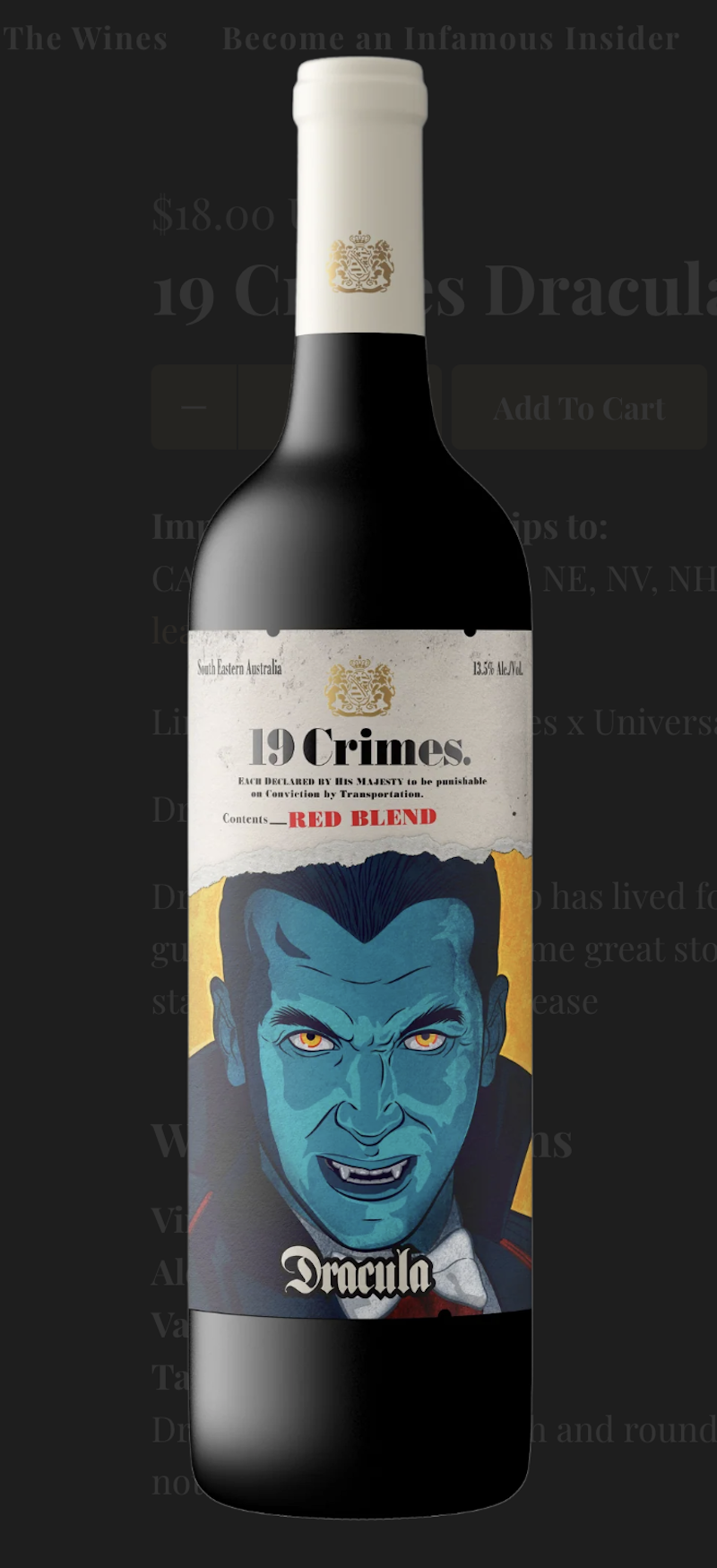 19 Crimes x Universal Monsters Dracula Red Blend