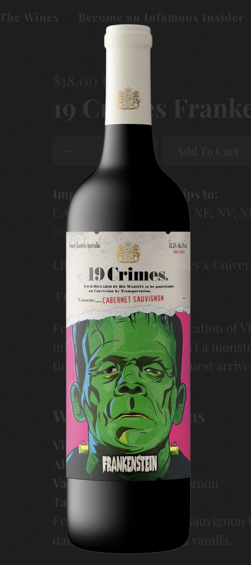 19 Crimes x Universal Monsters Frankenstein Cabernet