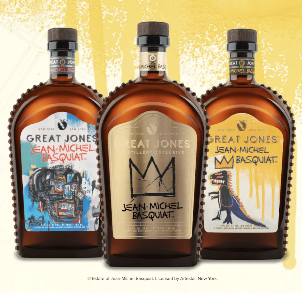 Great Jones Distillery Basquiat Whiskey bottles