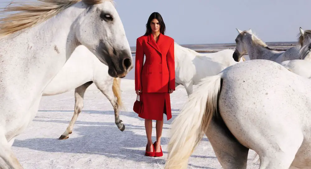White ponies and Kendall Jenner in the ad campaign for Stella McCartney, shot by Harley Weir