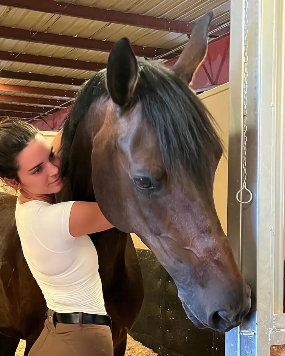 Kendall Jenner with one of her own horses