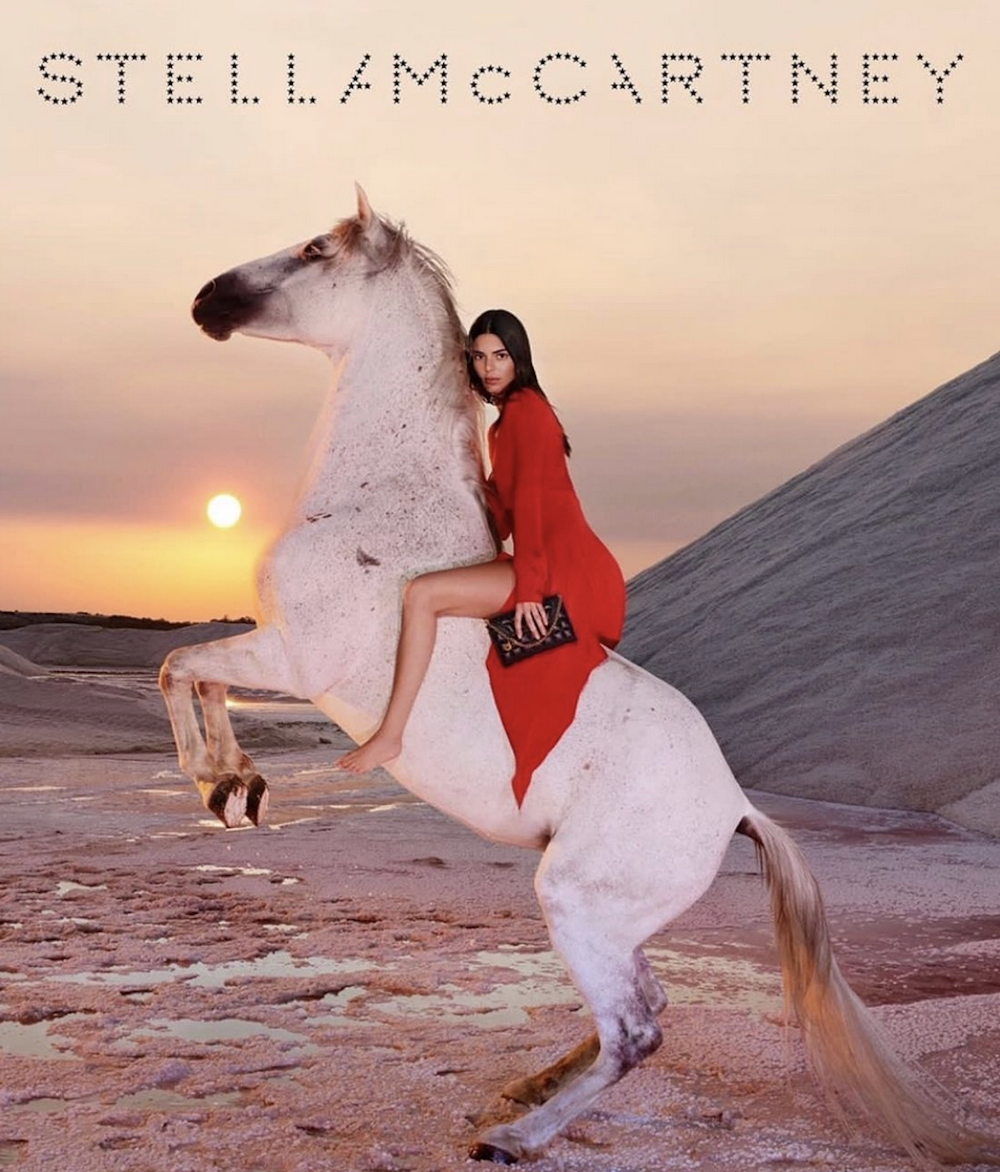 Kendall Jenner on bucking horse for Stella McCartney