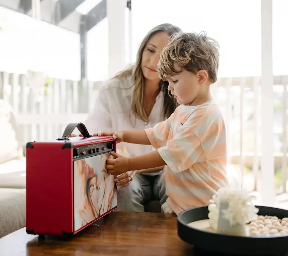 rubyoung custom speaker covers mom and son