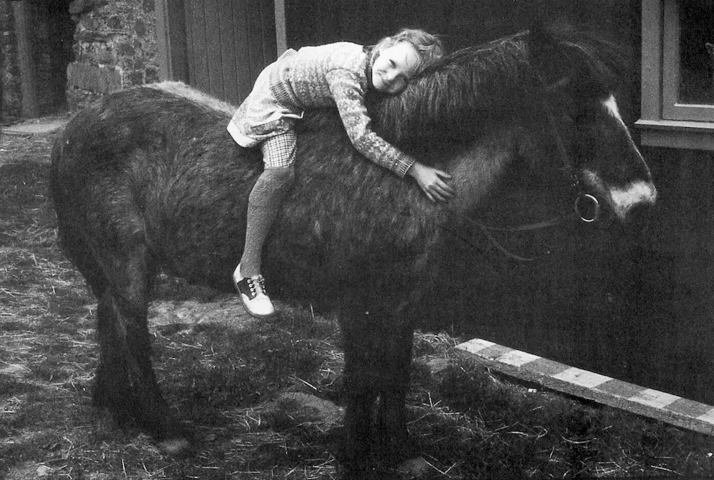 Stella McCartney as a child on a horse, photographed by her mother, Linda.