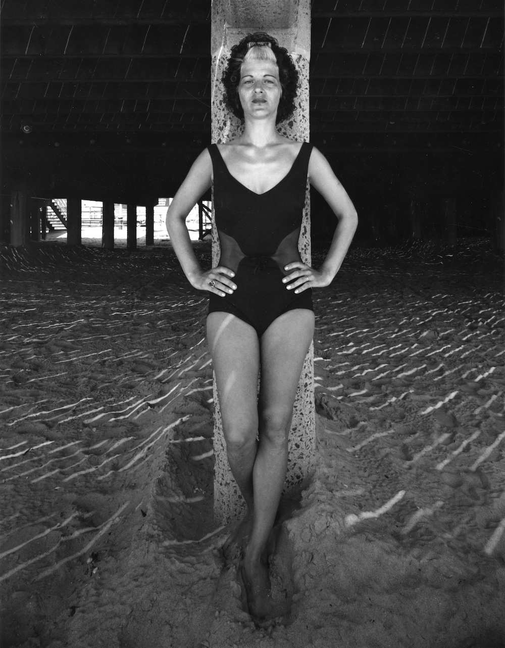 woman in bathing suit at Coney Island