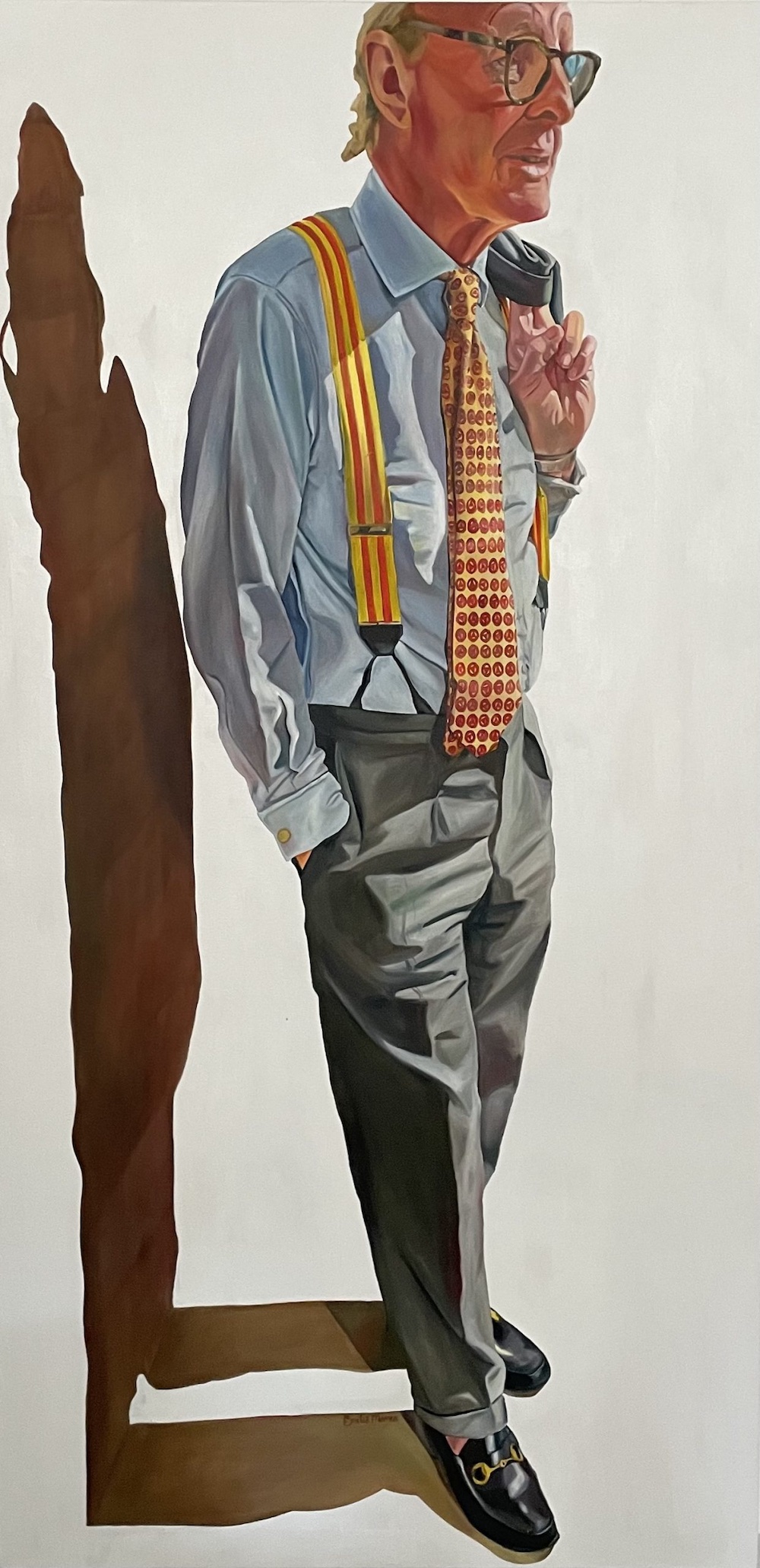 painting of an older man in business attire