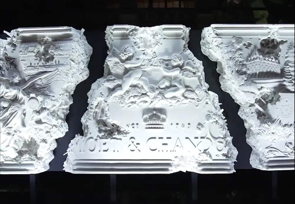 Daniel Arsham's sculptural triptych for Moet Chandon