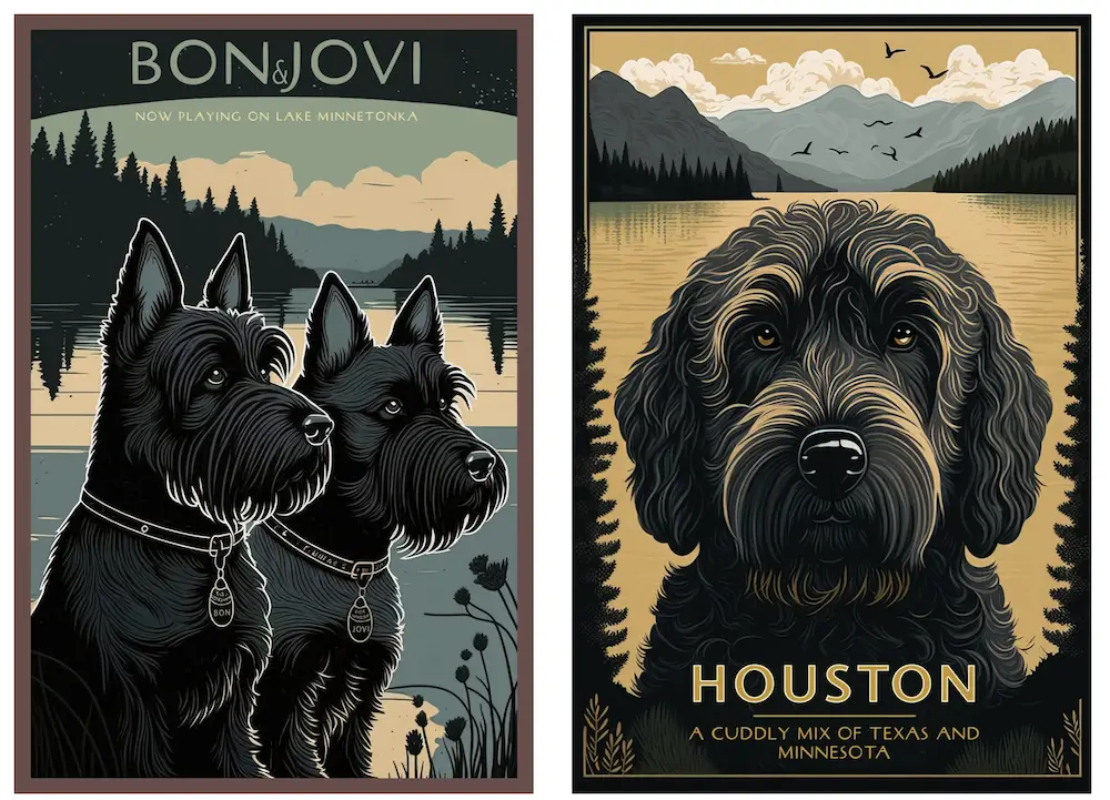 vintage style posters of dogs