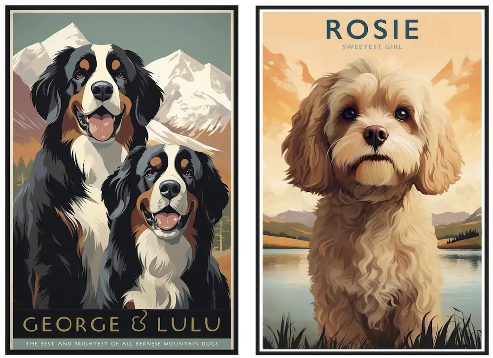 illustrated dog posters