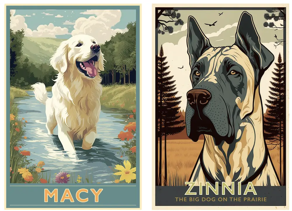 retro style dog art