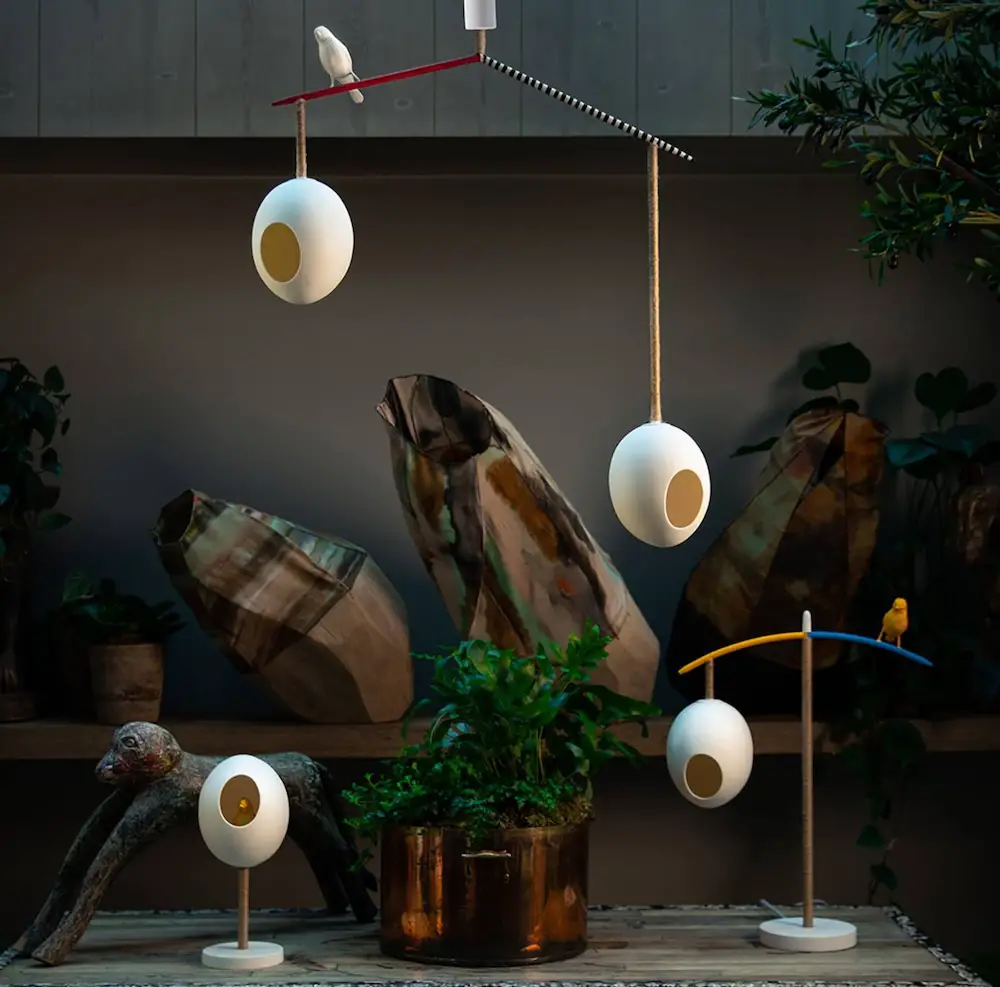 lighting collection inspired by bird eggs