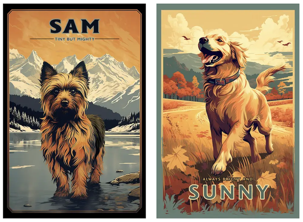 custom illustrated dog posters