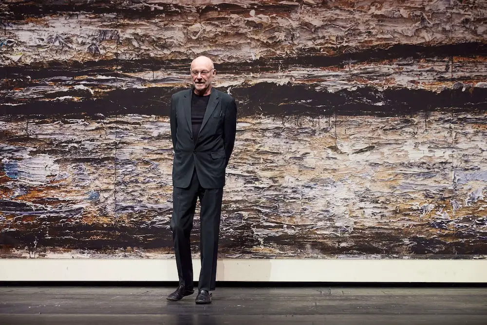 Anselm Kiefer in front of Solaris (for Stanislaw Lem), 2023, Safety Curtain photo Andreas Scheiblecker