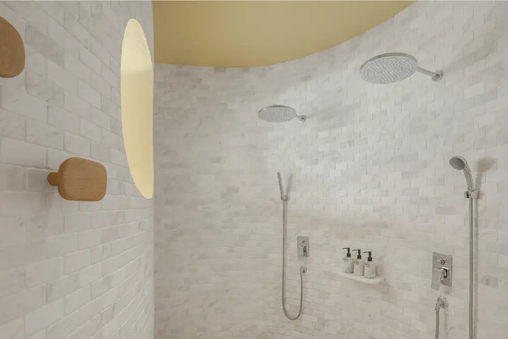 curved tile shower