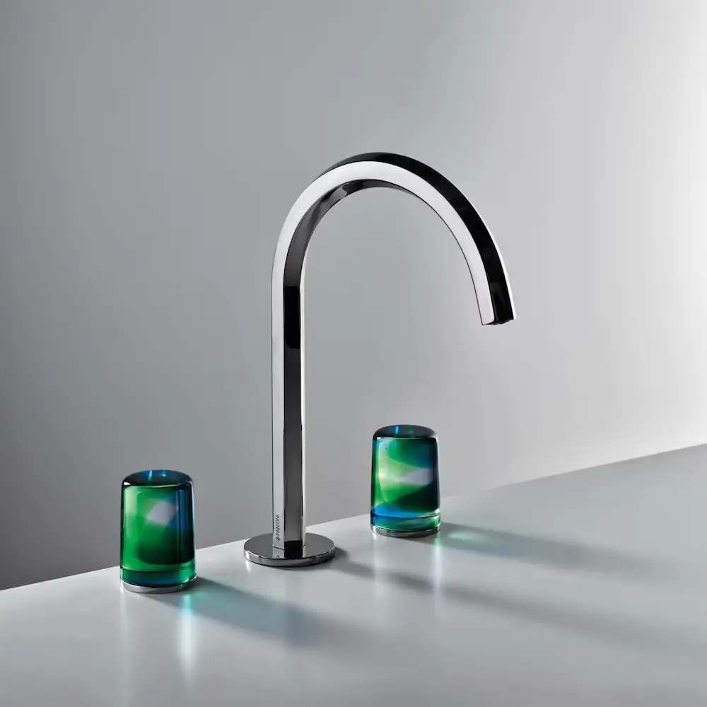 murano glass faucet handles blue green