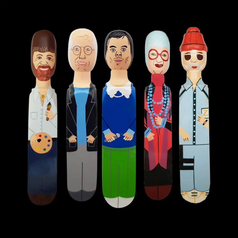 Some of the newer wedgies include Bob Ross, Larry David, Harry styles, Iris Apfel and Bill Murray as Steve Zissou