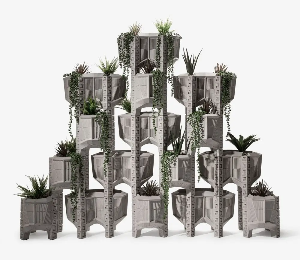 stacked concrete planters