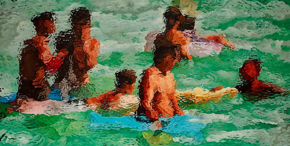 Diango Hernandez, Swimmers, oil on canvas, 