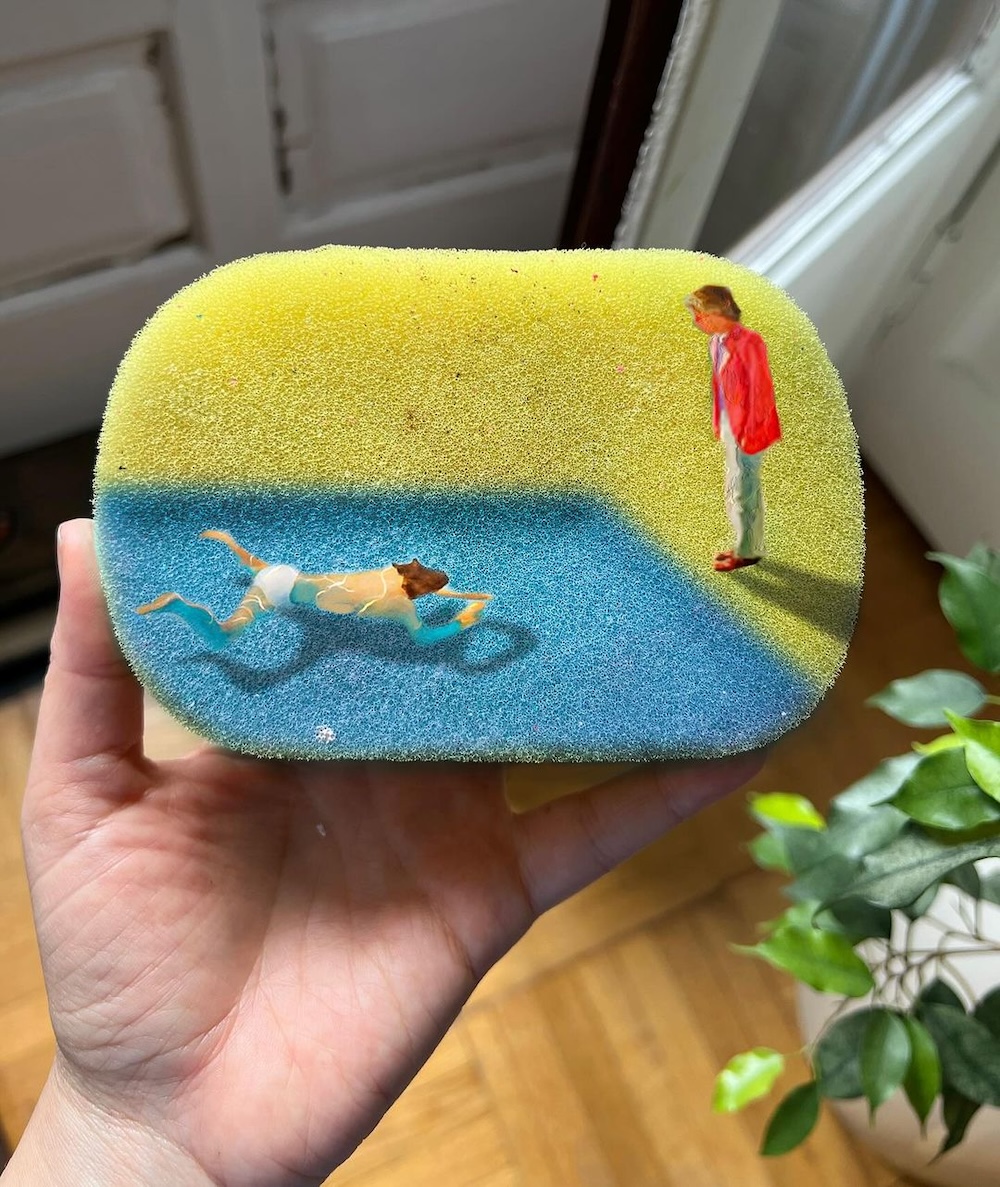 david hockney pool painting on sponge